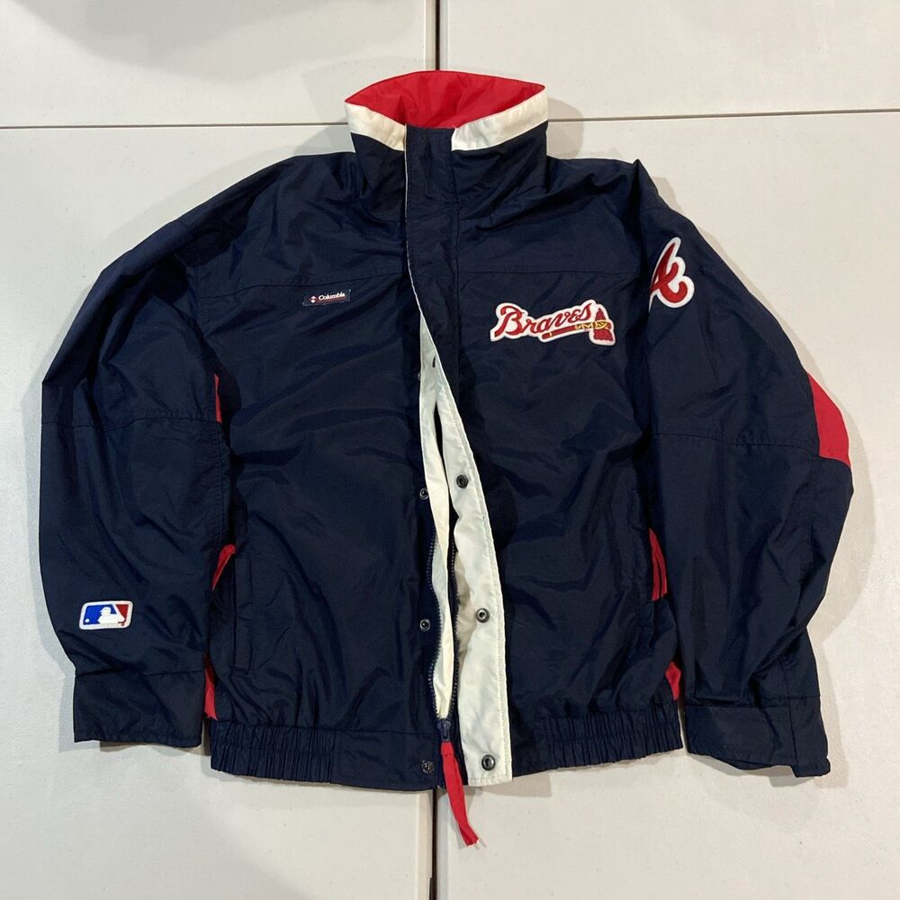 Vintage Atlanta Braves Columbia Radial Sleeve Jacket M MLB Full Zip Windbreaker